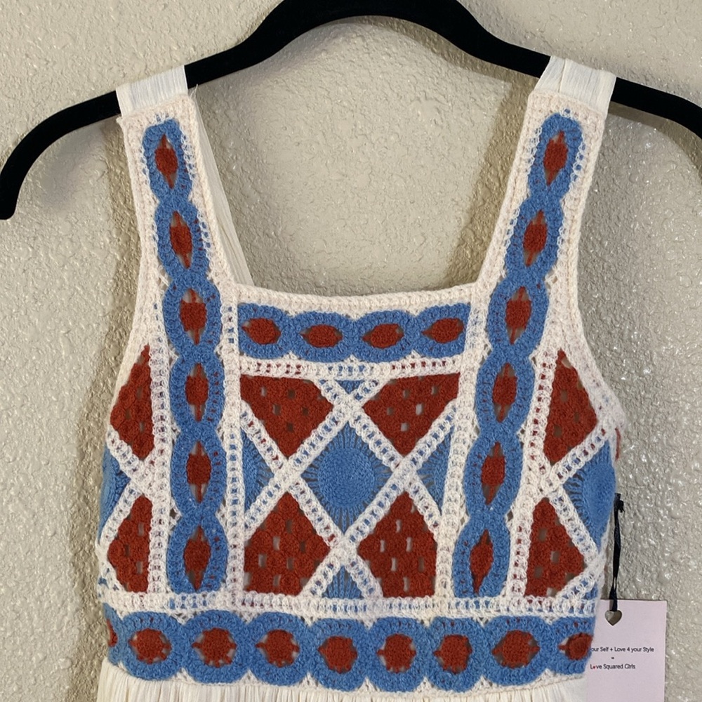 Love Squared Girls Sleeveless Dress with Crochet Top Design Girls Size 8 NWT - Picture 2 of 12